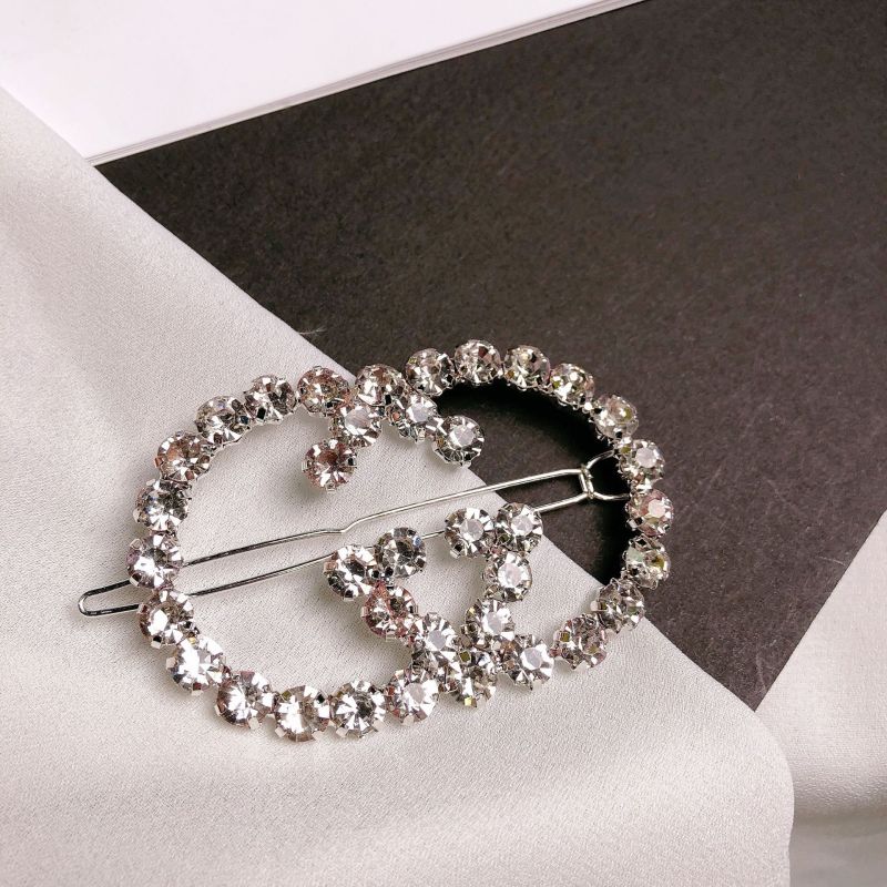 Replica Designer Gucci Women G Letter Clip Headdress Crystal Hairpin