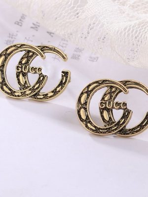 Replica Designer Gucci Women G Letter Stud Retro Carved Earrings