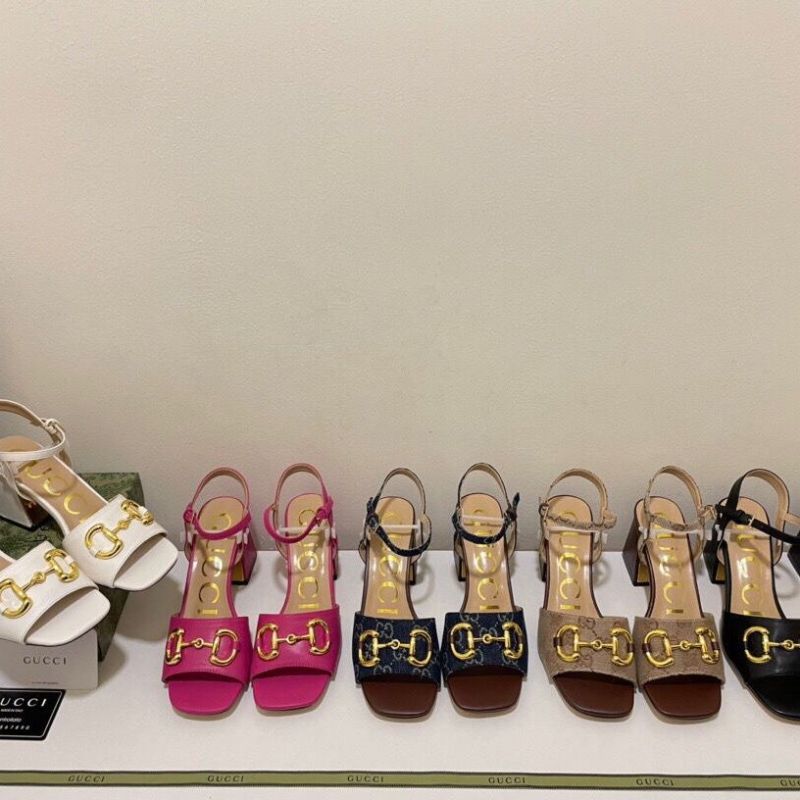 Replica Designer Gucci Women Horsebit Chunky Heel Sandals