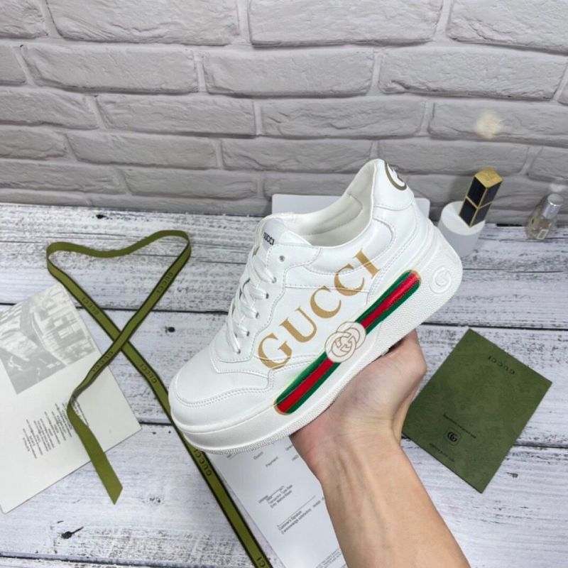 Replica Designer Gucci Women Men Leather Thick Bottom Mickey Sneakers