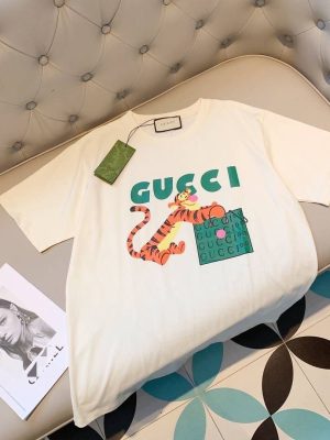 Replica Designer Gucci Women Men Tiger Disney Round Neck Short-Sleeved T-Shirt