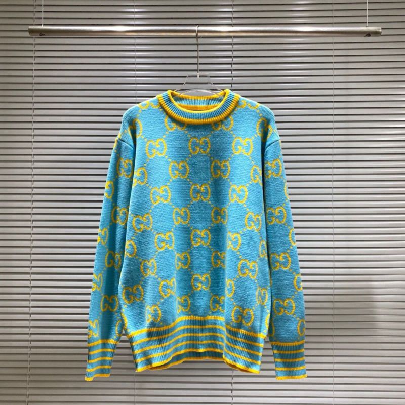 Replica Designer Gucci Women Round Neck Blocking Color Knitted Sweater