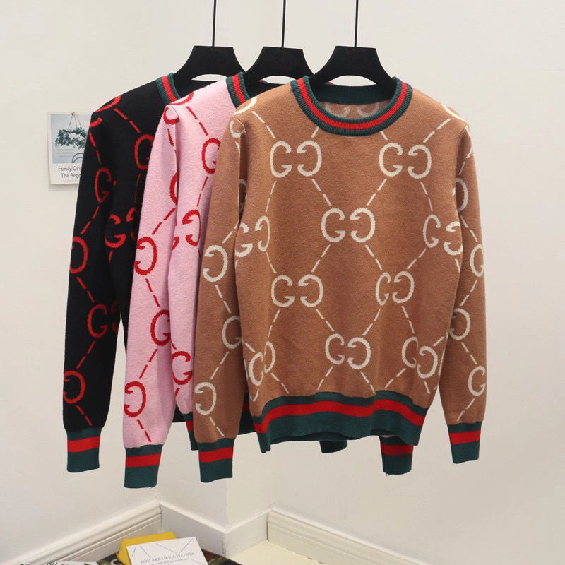 Replica Designer Gucci Women Round Neck Double G Letter Sweater