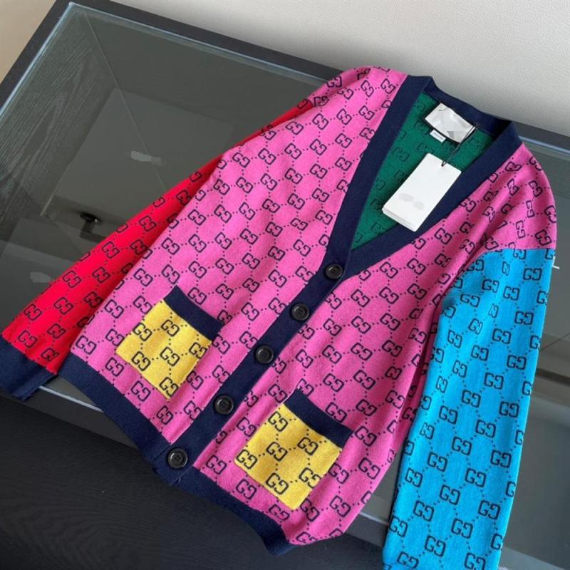 Replica Designer Gucci Women Stylish Alphabet Jacquard Knit Cardigan
