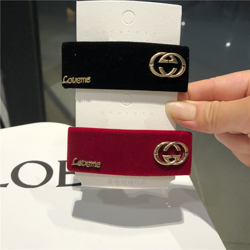 Replica Designer Gucci Women Velvet Rhinestone Edge Hair Clip