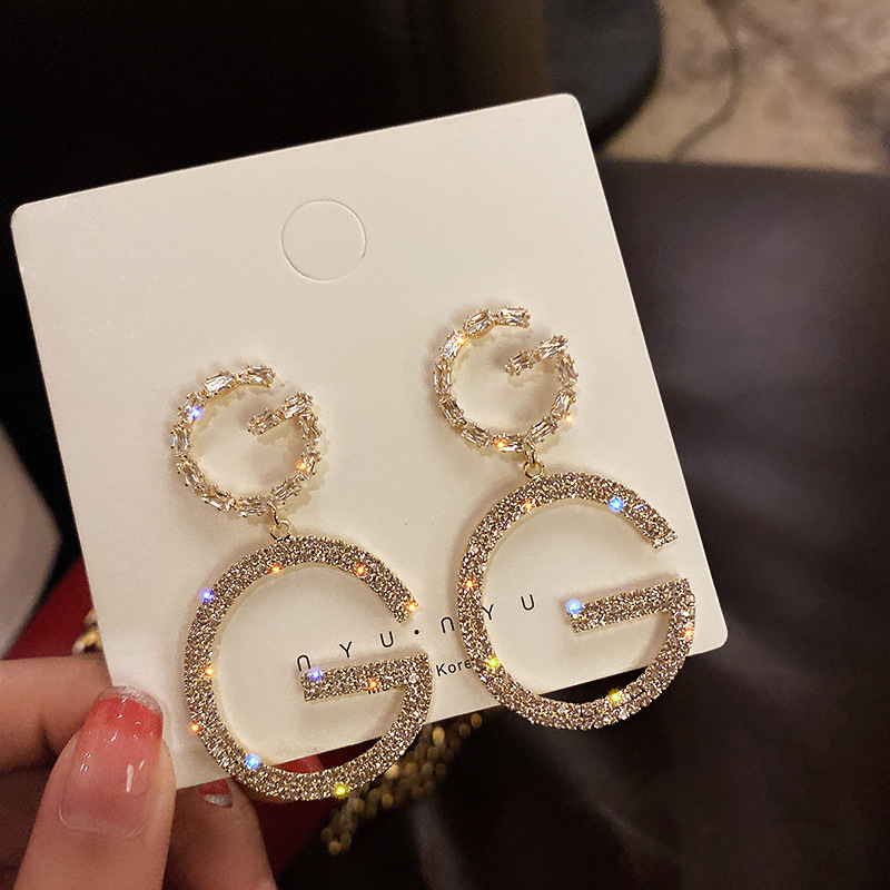 Replica Designer Gucci Zircon Letter G Earrings