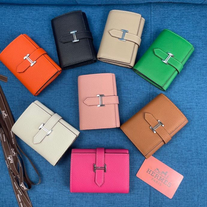 Replica Designer Hermes Lychee Grain Solid Color Short Card Holder