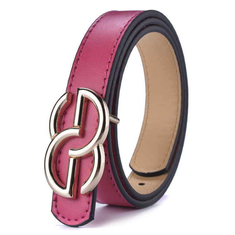 Replica Designer Kids Simple Solid Color Leather Metal Slide Buckle Belt
