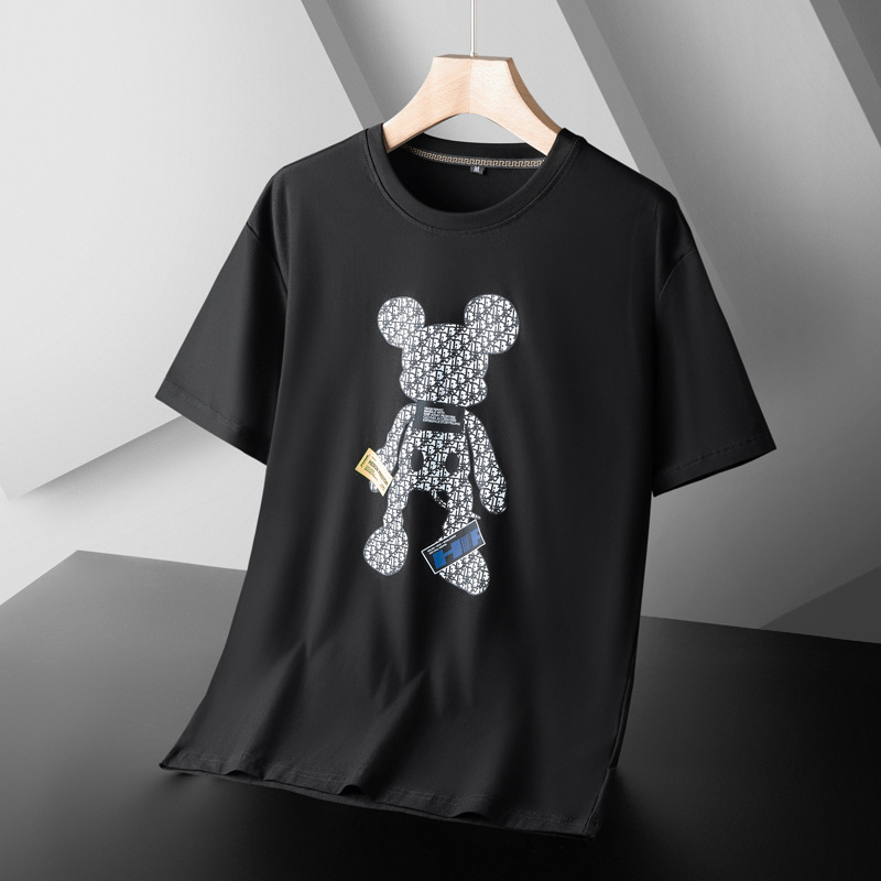Replica Designer Louis Vuitton Casual Loose Cartoon Print Crew Neck T-Shirt