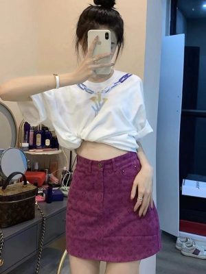 Replica Designer Louis Vuitton Fashion Letter Print Skirt