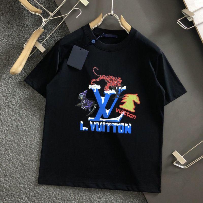 Replica Designer Louis Vuitton Fashion Multicolor Animal Print Short Sleeve T-Shirt