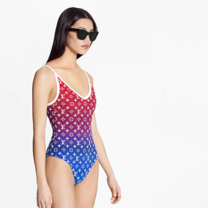 Replica Designer Louis Vuitton Fashion Printing Gradient Color Women One-Piece Swimsuit