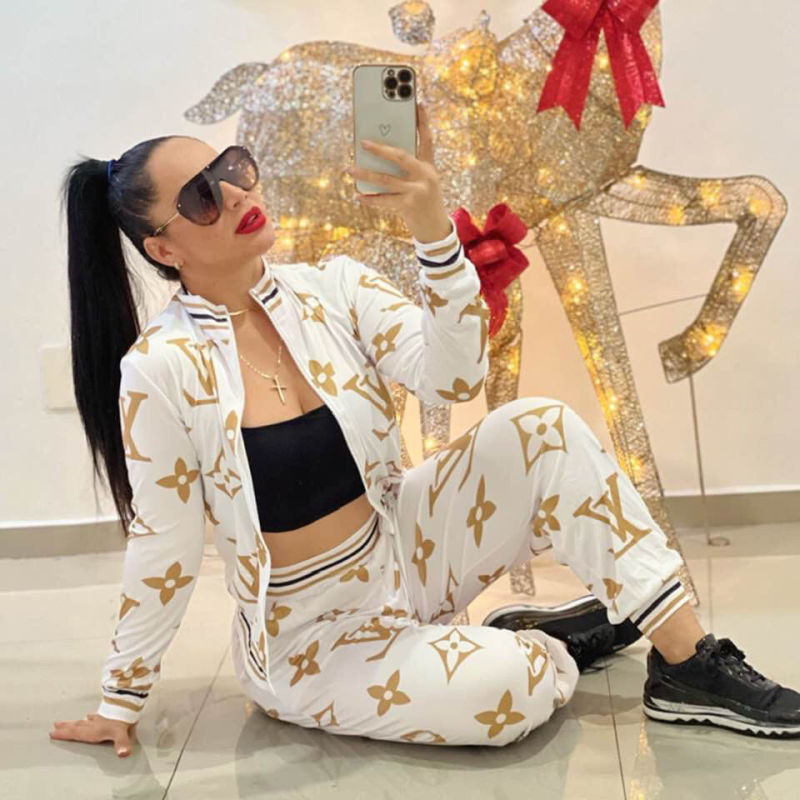 Replica Designer Louis Vuitton Fashionable Casual Print Sports Two-Piece Set