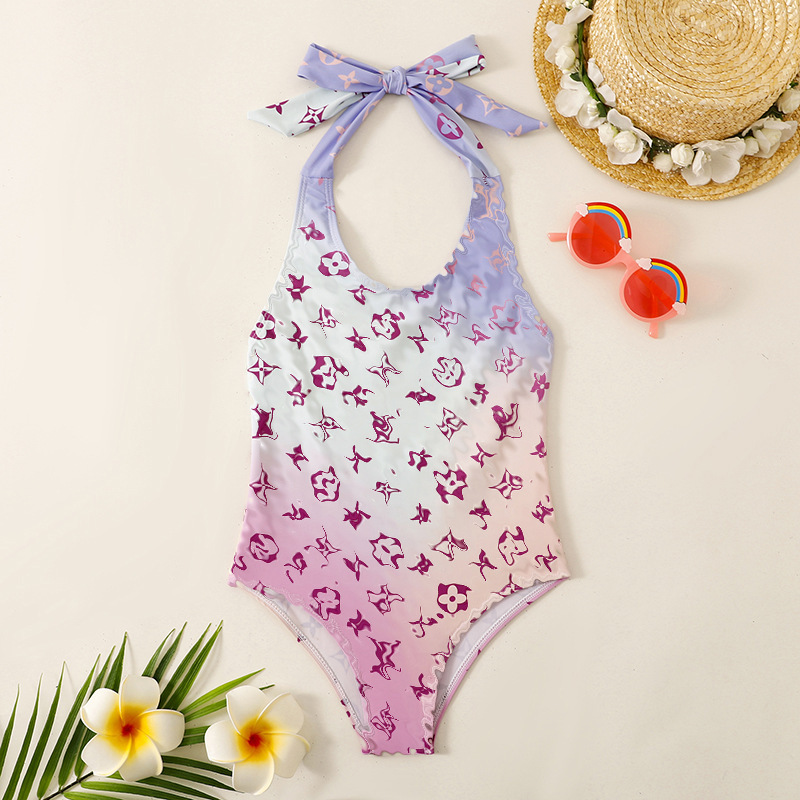 Replica Designer Louis Vuitton Kids Fashion Letter Gradient Print Swimwear