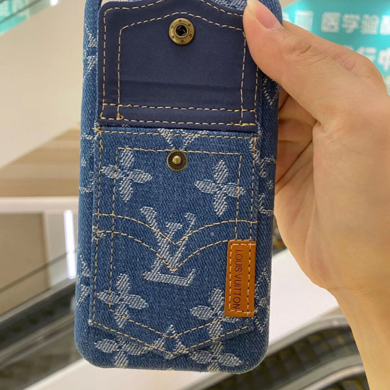 Replica Designer Louis Vuitton Old Flower Denim Mobile Phone Protective Case