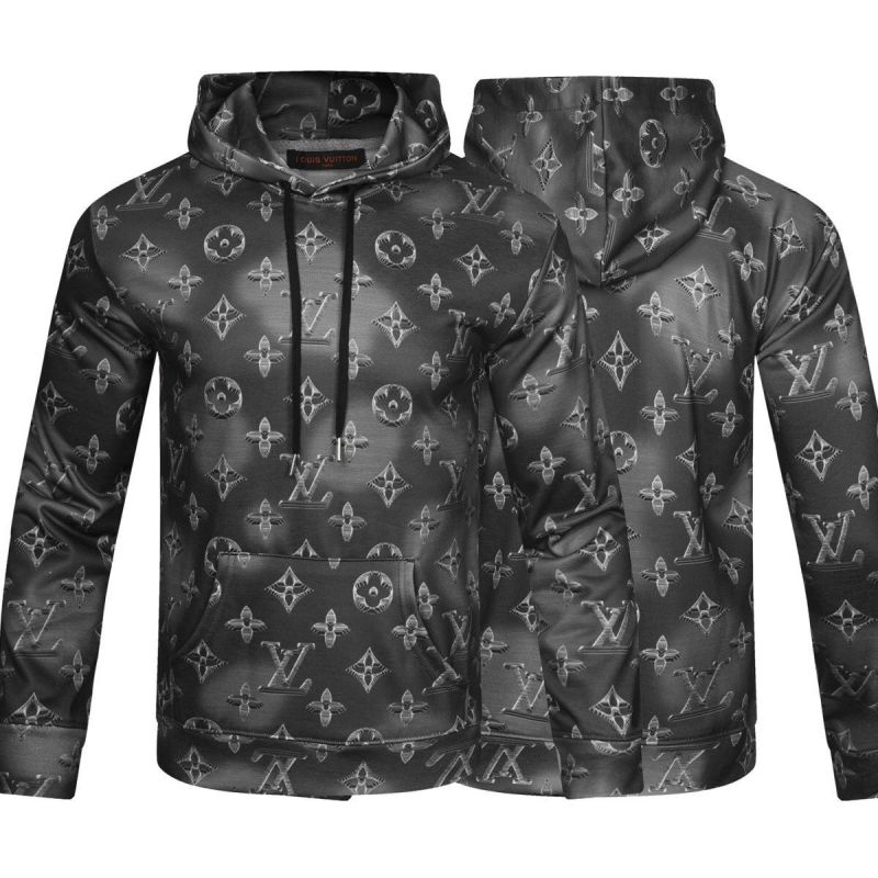 Replica Designer Louis Vuitton Simple Old Flower Printed Men Casual Hooded Sweater