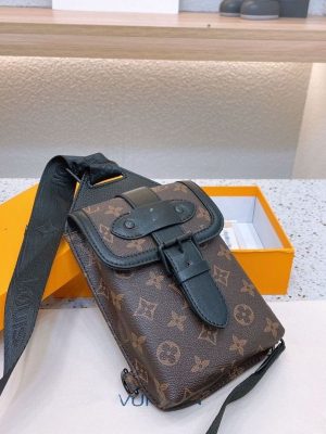 Replica Designer Louis Vuitton Vintage Print Panelled Crossbody Bag