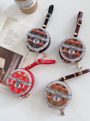 Replica Designer Louis Vuitton Vintage Print Zipper Bluetooth Headphone Storage Bag