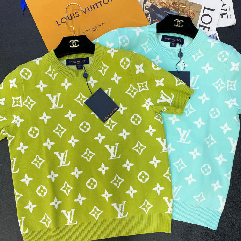 Replica Designer Louis Vuitton Women Fashion Colorblock Jacquard Knitted Top