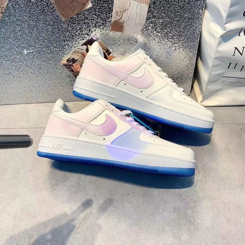 Replica Designer Nike Air Force1 White And Blue Pink Heat-Sensing Chameleon Couple Casual All-Match Sports Shoes