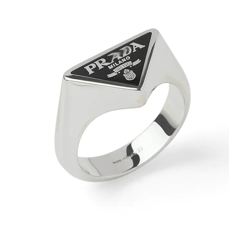 Replica Designer Prada Couple Fashion Enamel White Gold Ring