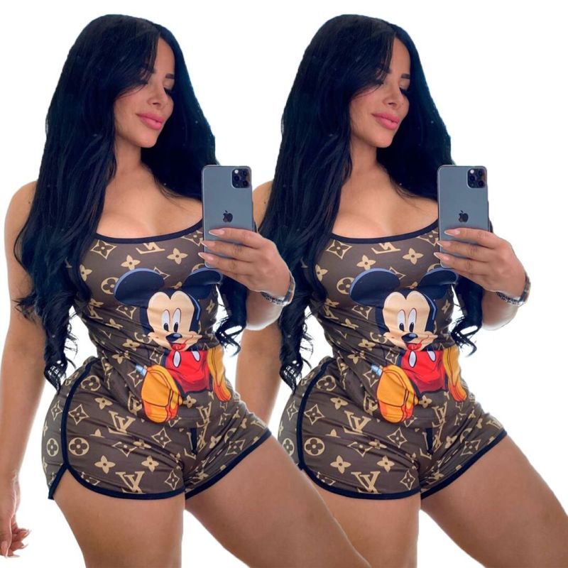 Replica Designer Replica LV Design Women Sexy Cartoon Print Two Piece Set