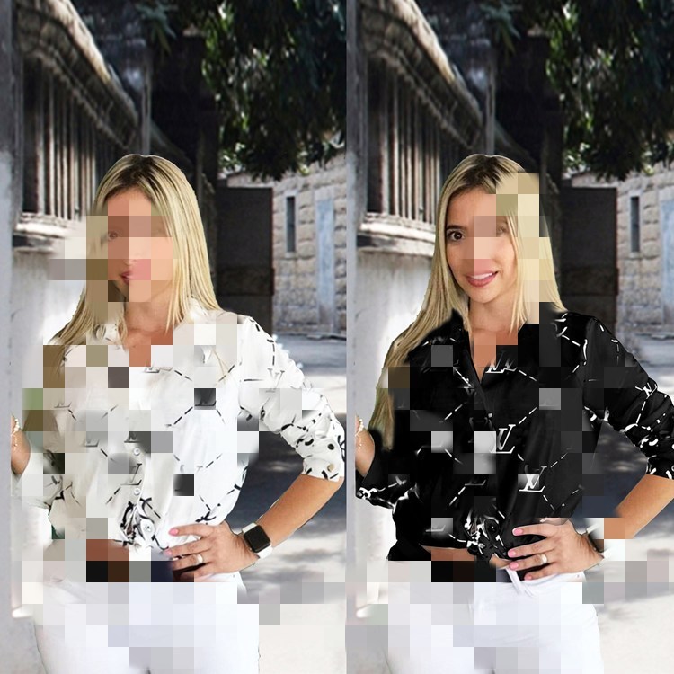 Replica Designer Replica Louis Vuitton Design Spring And Autumn Women Fashion Monogram Print Casual Long Sleeve Blouse