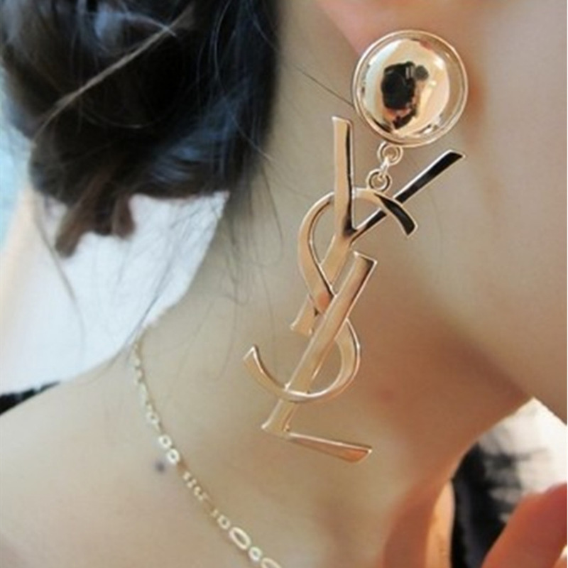 Replica Designer YSL Women Personality Temperament Letter Design Long Style Earrings