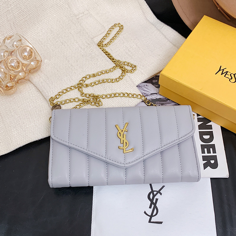 Replica Designer YSL Women Retro High End Solid Color Lingge Chain One Shoulder Bag