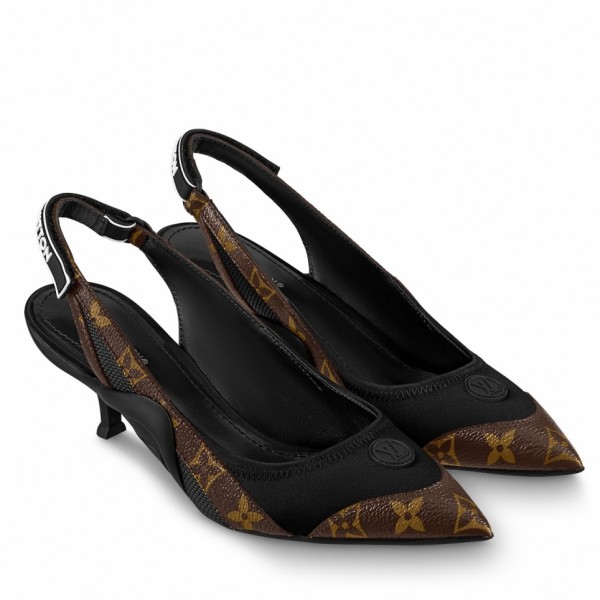 Replica Louis Vuitton Archlight Slingback Pumps In Black Satin For Sale