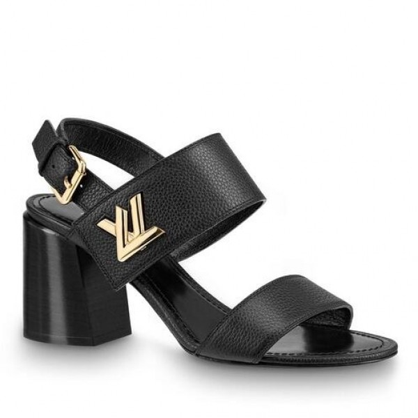 Replica Louis Vuitton Black Leather Horizon Sandal For Sale